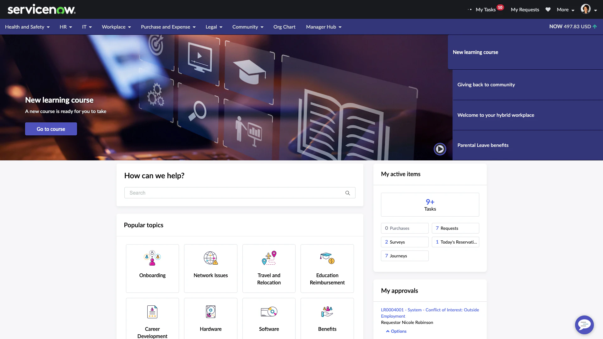 screenshot of ServiceNow HR Service Delivery